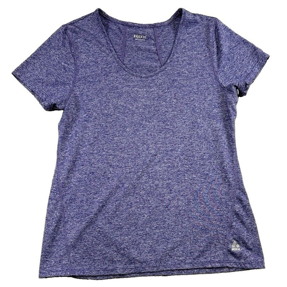 RBX Women's Heathered Purple V Neck Running Shirt Sz L Gym Athleisure Comfort